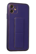 Uray store Apple iPhone 12 Kılıf Coco Deri Standlı Kapak - Mor - Görsel 2