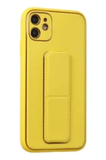 Uray store Apple iPhone 12 Kılıf Coco Deri Standlı Kapak - Sarı - Görsel 2