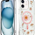 Uray store Apple iPhone 12 Kılıf Daisy Simli Magsafe Kapak - Pembe