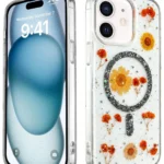 Uray store Apple iPhone 12 Kılıf Daisy Simli Magsafe Kapak - Siyah