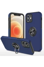 Uray store Apple iPhone 12 Kılıf Elit Yüzüklü Kapak - Lacivert