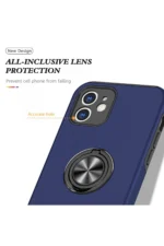 Uray store Apple iPhone 12 Kılıf Elit Yüzüklü Kapak - Lacivert - Görsel 4
