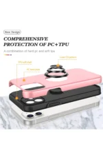 Uray store Apple iPhone 12 Kılıf Elit Yüzüklü Kapak - Pembe - Görsel 2