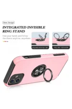 Uray store Apple iPhone 12 Kılıf Elit Yüzüklü Kapak - Pembe - Görsel 3