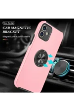 Uray store Apple iPhone 12 Kılıf Elit Yüzüklü Kapak - Pembe - Görsel 5