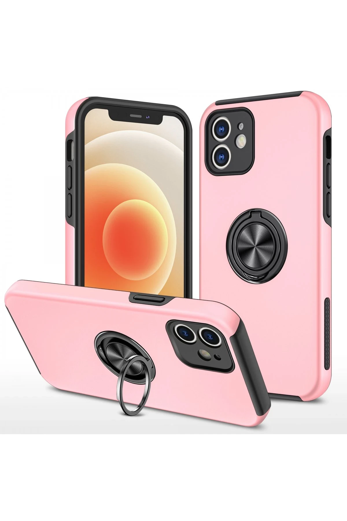 newface-iphone-12-kilif-elit-yuzuklu-kapak-pembe-default Uray store Apple iPhone 12 Kılıf Elit Yüzüklü Kapak - Pembe - Görsel 1