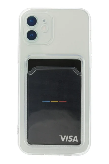 Uray store Apple iPhone 12 Kılıf Kart Şeffaf Silikon - Şeffaf