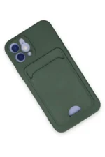 Uray store Apple iPhone 12 Kılıf Kelvin Kartvizitli Silikon - Koyu Yeşil - Görsel 3