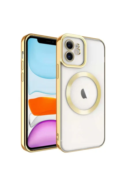 Uray store Apple iPhone 12 Kılıf Kross Magneticsafe Kapak - Gold
