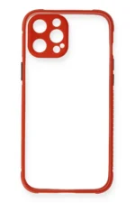 Uray store Apple iPhone 12 Kılıf Miami Şeffaf Silikon - Kırmızı - Görsel 2