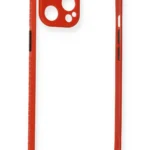 Uray store Apple iPhone 12 Kılıf Miami Şeffaf Silikon - Kırmızı