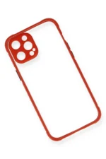 Uray store Apple iPhone 12 Kılıf Miami Şeffaf Silikon - Kırmızı - Görsel 3