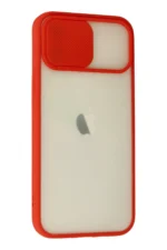 Uray store Apple iPhone 12 Kılıf Palm Buzlu Kamera Sürgülü Silikon - Kırmızı - Görsel 2