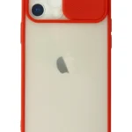 Uray store Apple iPhone 12 Kılıf Palm Buzlu Kamera Sürgülü Silikon - Kırmızı