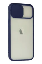Uray store Apple iPhone 12 Kılıf Palm Buzlu Kamera Sürgülü Silikon - Lacivert - Görsel 2