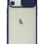 Uray store Apple iPhone 12 Kılıf Palm Buzlu Kamera Sürgülü Silikon - Lacivert