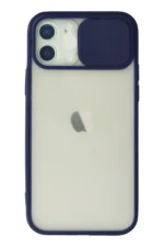Uray store Apple iPhone 12 Kılıf Palm Buzlu Kamera Sürgülü Silikon - Lacivert