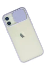 Uray store Apple iPhone 12 Kılıf Palm Buzlu Kamera Sürgülü Silikon - Lila - Görsel 2