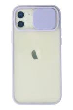 Uray store Apple iPhone 12 Kılıf Palm Buzlu Kamera Sürgülü Silikon - Lila
