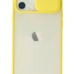 Uray store Apple iPhone 12 Kılıf Palm Buzlu Kamera Sürgülü Silikon - Sarı