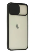 Uray store Apple iPhone 12 Kılıf Palm Buzlu Kamera Sürgülü Silikon - Siyah - Görsel 2