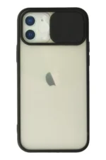 Uray store Apple iPhone 12 Kılıf Palm Buzlu Kamera Sürgülü Silikon - Siyah