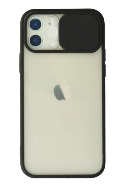 Uray store Apple iPhone 12 Kılıf Palm Buzlu Kamera Sürgülü Silikon - Siyah
