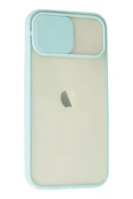 Uray store Apple iPhone 12 Kılıf Palm Buzlu Kamera Sürgülü Silikon - Turkuaz - Görsel 2