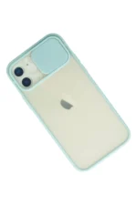 Uray store Apple iPhone 12 Kılıf Palm Buzlu Kamera Sürgülü Silikon - Turkuaz - Görsel 3