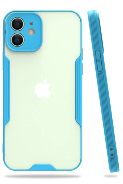 Uray store Apple iPhone 12 Kılıf Platin Silikon - Mavi