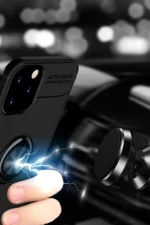 Uray store Apple iPhone 12 Kılıf Range Yüzüklü Silikon - Siyah-Kırmızı - Görsel 4