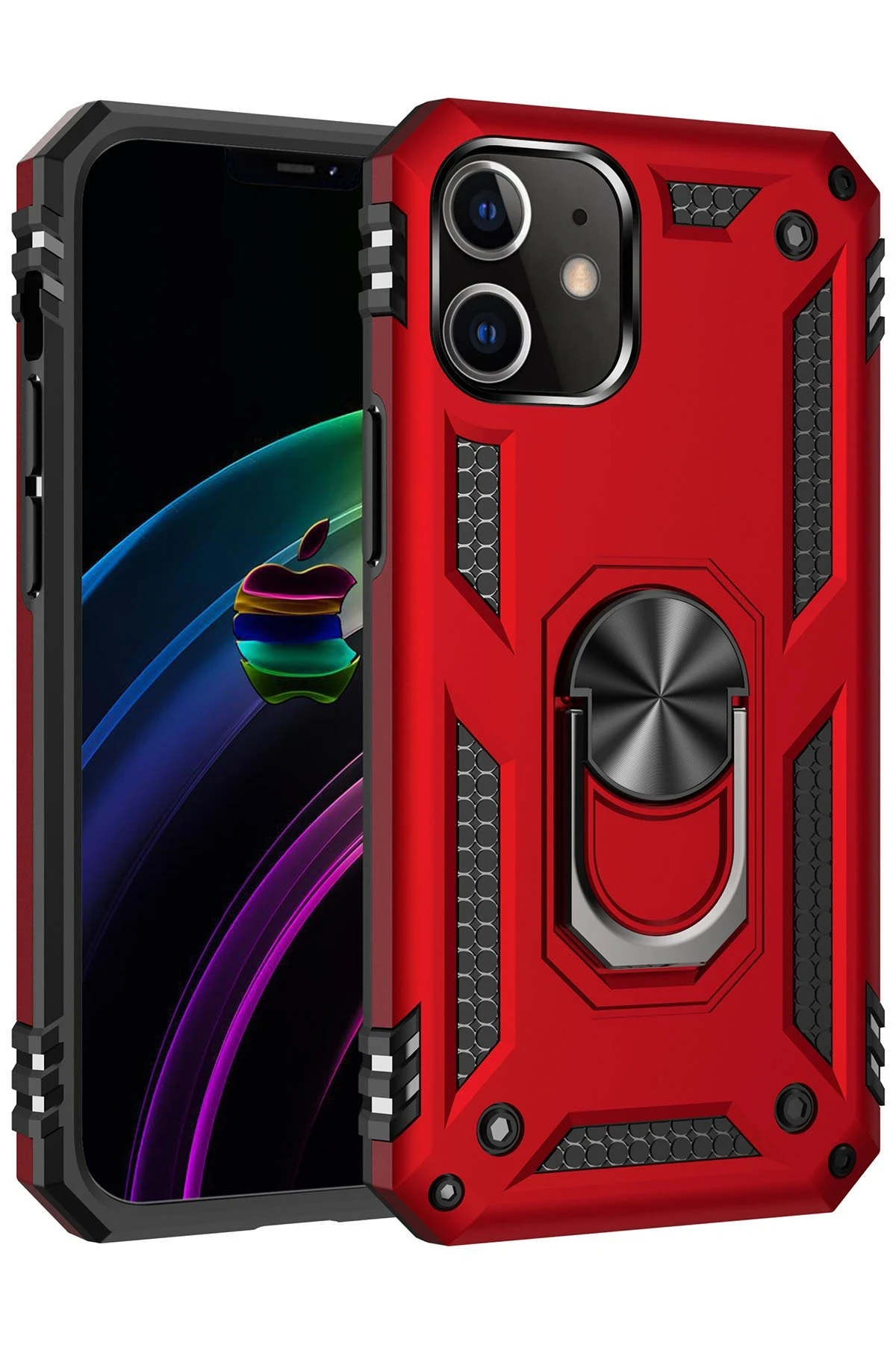 newface-iphone-12-kilif-sofya-yuzuklu-silikon-kapak-kirmizi-default Uray store Apple iPhone 12 Kılıf Sofya Yüzüklü Silikon Kapak - Kırmızı - Görsel 1