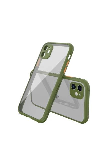 Uray store Apple iPhone 12 Mini Kılıf Miami Şeffaf Silikon - Koyu Yeşil