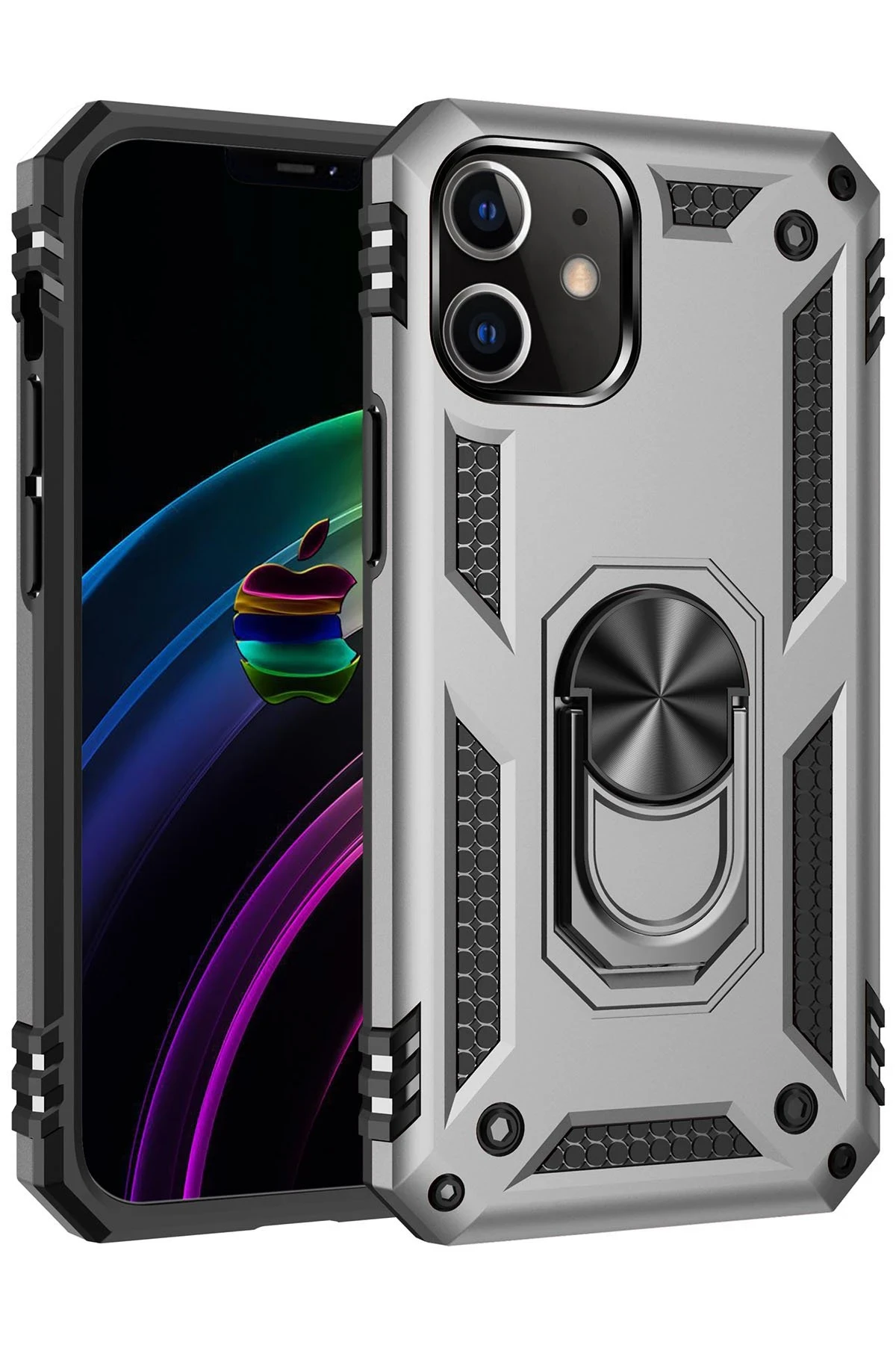 newface-iphone-12-mini-kilif-sofya-yuzuklu-silikon-kapak-gumus-default Uray store Apple iPhone 12 Mini Kılıf Sofya Yüzüklü Silikon Kapak - Gümüş - Görsel 1