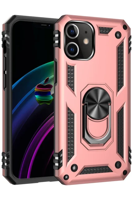 Uray store Apple iPhone 12 Mini Kılıf Sofya Yüzüklü Silikon Kapak - Rose