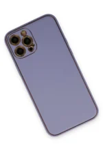 Uray store Apple iPhone 12 Pro Kılıf Coco Deri Silikon Kapak - Açık Lila - Görsel 3