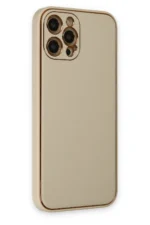 Uray store Apple iPhone 12 Pro Kılıf Coco Deri Silikon Kapak - Gold - Görsel 2