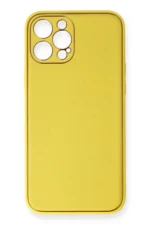 Uray store Apple iPhone 12 Pro Kılıf Coco Deri Silikon Kapak - Sarı