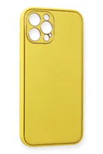 Uray store Apple iPhone 12 Pro Kılıf Coco Deri Silikon Kapak - Sarı - Görsel 3