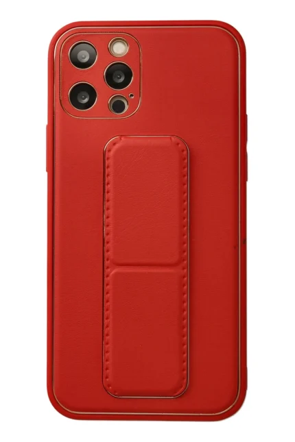 Uray store Apple iPhone 12 Pro Kılıf Coco Deri Standlı Kapak - Kırmızı