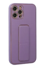 Uray store Apple iPhone 12 Pro Kılıf Coco Deri Standlı Kapak - Lila - Görsel 2