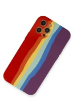 Uray store Apple iPhone 12 Pro Kılıf Ebruli Lansman Silikon - Kırmızı-Mor - Görsel 2