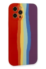 Uray store Apple iPhone 12 Pro Kılıf Ebruli Lansman Silikon - Kırmızı-Mor - Görsel 3