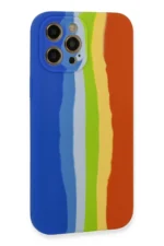 Uray store Apple iPhone 12 Pro Kılıf Ebruli Lansman Silikon - Mavi-Turuncu - Görsel 3