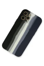 Uray store Apple iPhone 12 Pro Kılıf Ebruli Lansman Silikon - Siyah-Lacivert - Görsel 2