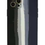 Uray store Apple iPhone 12 Pro Kılıf Ebruli Lansman Silikon - Siyah-Lacivert