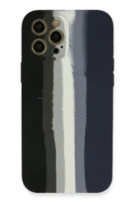 Uray store Apple iPhone 12 Pro Kılıf Ebruli Lansman Silikon - Siyah-Lacivert