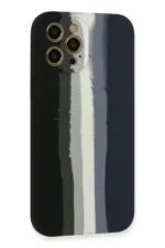 Uray store Apple iPhone 12 Pro Kılıf Ebruli Lansman Silikon - Siyah-Lacivert - Görsel 3