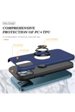 Uray store Apple iPhone 12 Pro Kılıf Elit Yüzüklü Kapak - Lacivert - Görsel 2