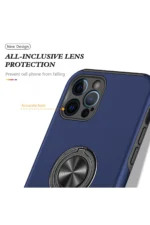 Uray store Apple iPhone 12 Pro Kılıf Elit Yüzüklü Kapak - Lacivert - Görsel 4